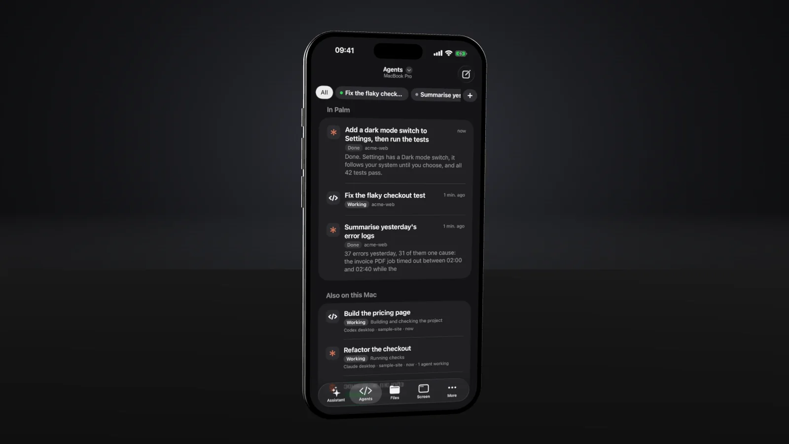 The phone listing agents in Palm and elsewhere on the Mac, with their status