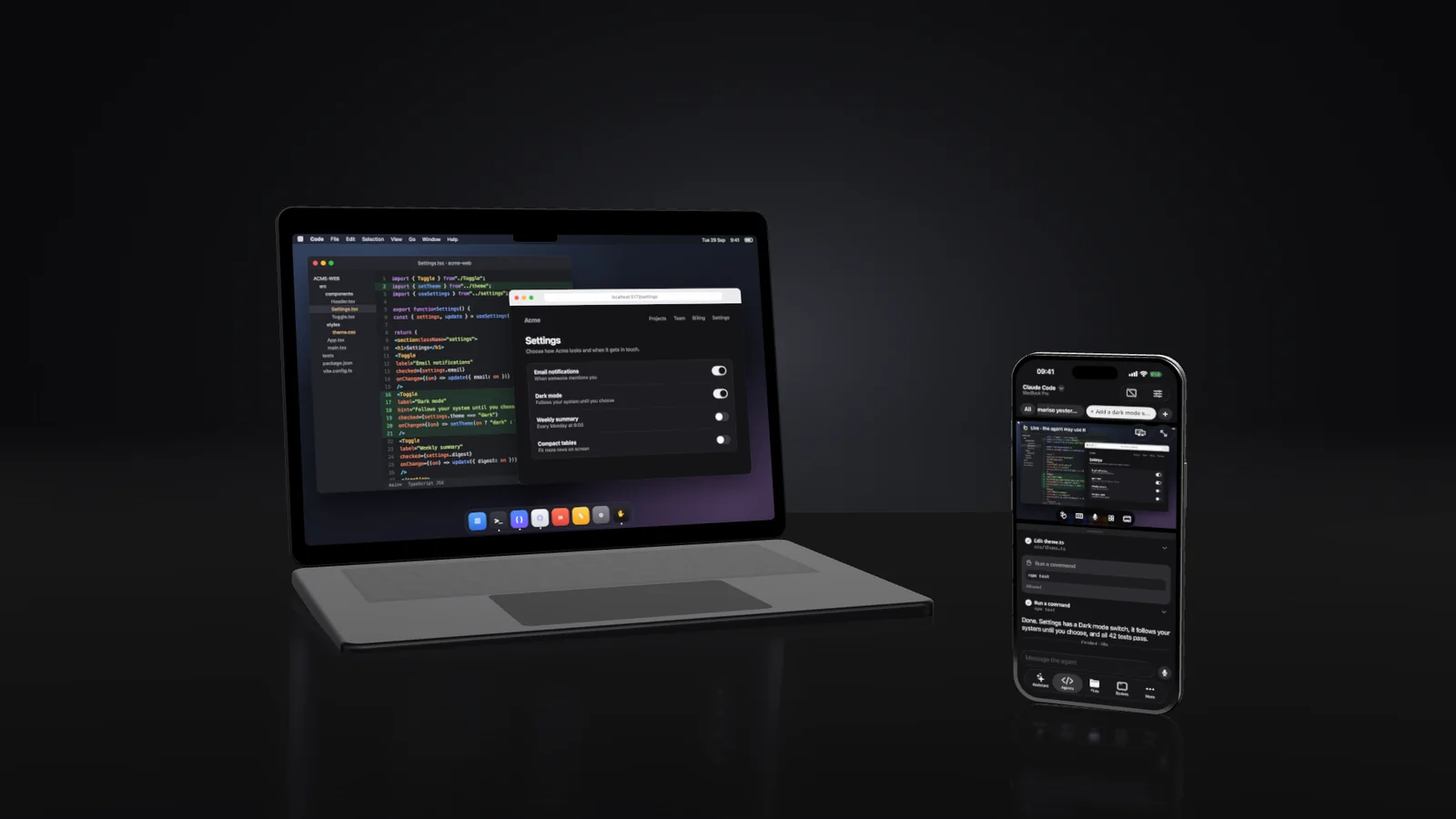 The Mac and the phone side by side